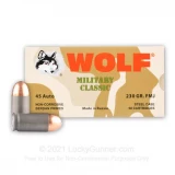 45 ACP - 230 Grain FMJ - Wolf Military Classic - 500 Rounds
