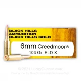 6mm Creedmoor - 103 Grain ELD-X - Black Hills Gold - 20 Rounds