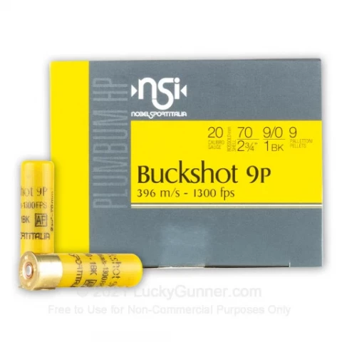 20 Gauge - 2-3/4" 9 Pellets #1 Buckshot - NobelSport - 10 Rounds