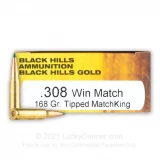 308 - 168 Grain TMK - Black Hills Gold - 20 Rounds