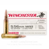 5.56x45 - 55 Grain FMJ M193 - Winchester USA - 20 Rounds