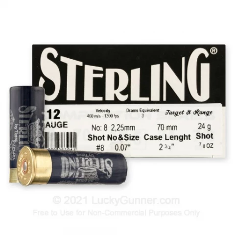 12 Gauge - 2-3/4" 7/8oz. #8 Shot - Sterling TRAP Competition - 250 Rounds