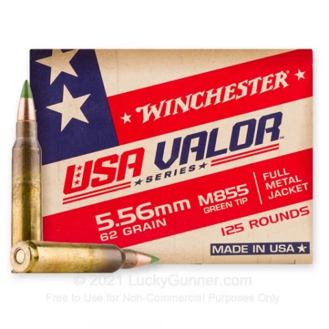 5.56x45 - 62 Grain FMJ M855 - Winchester USA VALOR - 1250 Rounds
