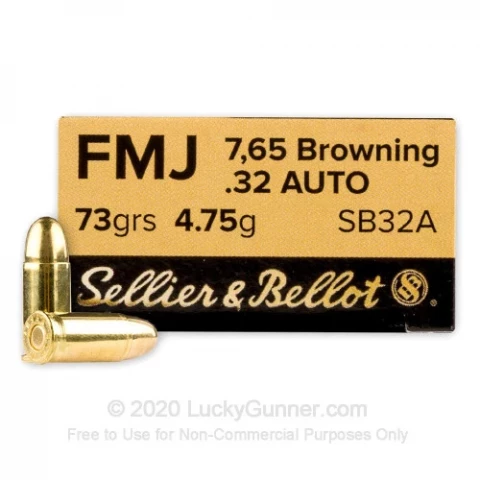 32 ACP - 73 Grain FMJ - Sellier & Bellot - 50 Rounds