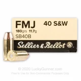 40 S&W - 180 Grain FMJ - Sellier & Bellot - 50 Rounds