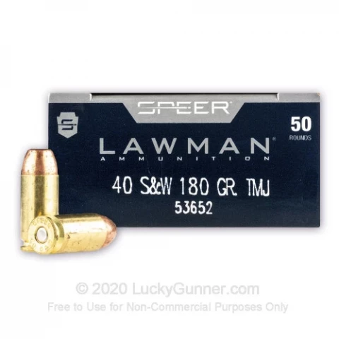 40 S&W - 180 Grain TMJ - Speer LAWMAN - 50 Rounds