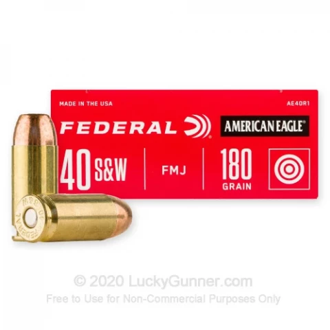40 S&W - 180 gr FMJ - Federal American Eagle - 50 Rounds