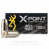 40 S&W - 180 Grain JHP - Browning X-Point Defense - 20 Rounds