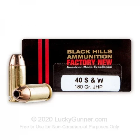 40 S&W - 180 Grain JHP - Black Hills - 20 Rounds