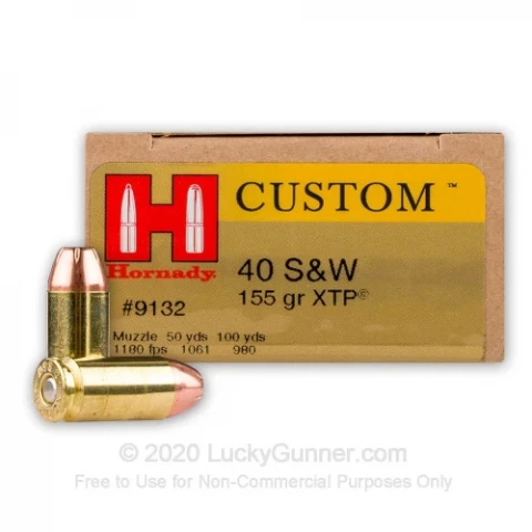 40 S&W - 155 Grain JHP XTP - Hornady Custom - 20 Rounds