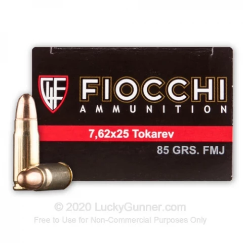 7.62 Tokarev - 85 Grain FMJ - Fiocchi - 50 Rounds