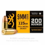 9mm - 115 Grain FMJ - Browning - 200 Rounds