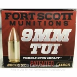 9mm - 115 Grain Tumble Upon Impact - Fort Scott Munitions - 20 Rounds