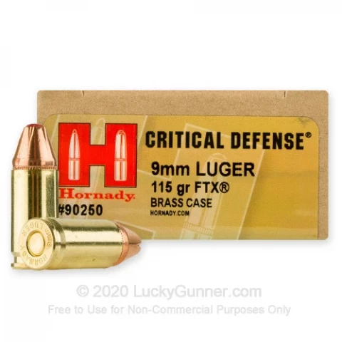 9mm - 115 Grain FTX - Hornady Critical Defense - 25 Rounds