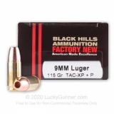 9mm - +P 115 Grain TAC-XP - Black Hills - 20 Rounds