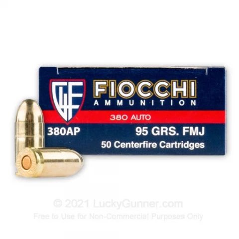 380 Auto - 95 Grain FMJ - Fiocchi - 50 Rounds