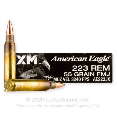 223 Rem - 55 Grain FMJBT - Federal American Eagle - 20 Rounds