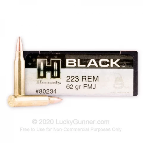 223 Rem - 62 Grain FMJ - Hornady BLACK - 200 Rounds