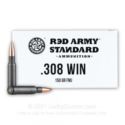 308 - 150 Grain FMJ - Red Army Standard - 20 Rounds