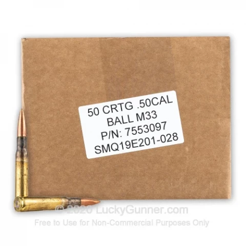 50 BMG - 660 Grain FMJ M33 - Lake City - 50 Rounds Loose