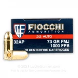 32 ACP - 73 Grain FMJ - Fiocchi - 50 Rounds