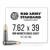 7.62x39 - 122 Grain Steel Case Nonmagnetic Brass FMJ Projectile - Red Army Standard - 1000 Rounds