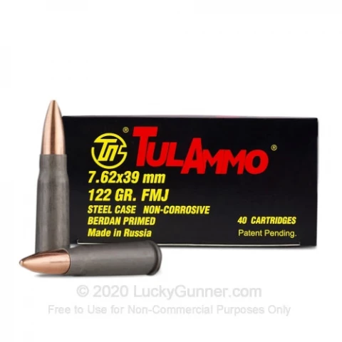 7.62x39mm - 122 Grain FMJ - Tula - 1000 Rounds