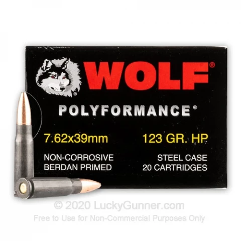 7.62x39 - 123 Grain HP - WOLF WPA Polyformance - 1000 Rounds