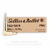 7.62x54R - 180 Grain FMJ - Sellier & Bellot - 20 Rounds