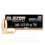 380 Auto - 95 Grain FMJ - Blazer Brass - 50 Rounds