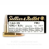 7.62x39mm - 123 Grain FMJ - Sellier & Bellot - 20 Rounds