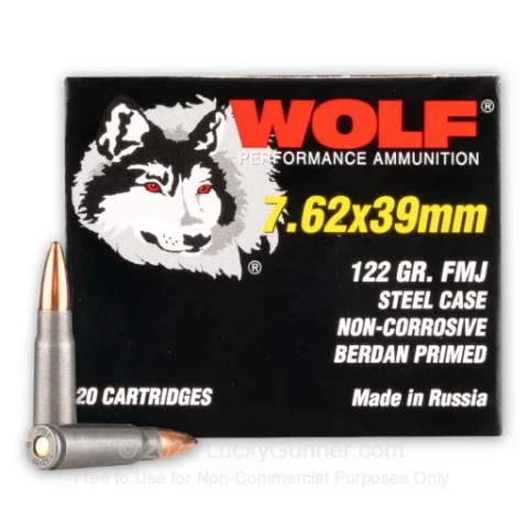 7.62x39 - 122 gr FMJ - WOLF - 20 Rounds
