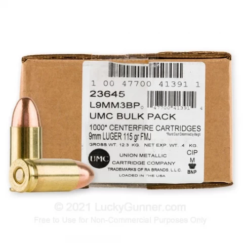 9mm - 115 Grain FMJ - Remington UMC - 1000 Rounds