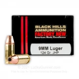 9mm Luger - 124 Grain JHP - Black Hills - 20 Rounds