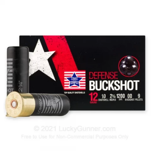 12 Gauge - 2-3/4" 9 Pellets 00 Buckshot - Stars and Stripes - 250 Rounds