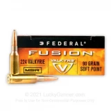 224 Valkyrie - 90 Grain SP - Federal Fusion - 20 Rounds